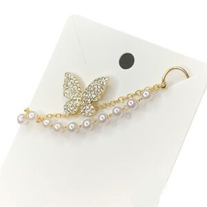 Gold butterfly earring cuff